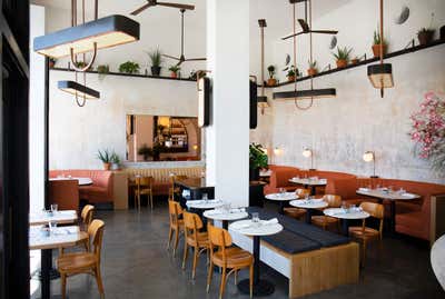  Art Deco Industrial Restaurant Dining Room. 5 LEAVES LA  by Home Studios.