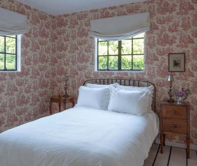  English Country Traditional Vacation Home Bedroom. Hollywood by Louise Voyazis Interior Design.