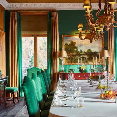  Country Traditional Hotel Dining Room. Scottish Hunting Lodge by Paolo Moschino LTD.