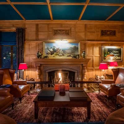  Country Traditional Hotel Living Room. Scottish Hunting Lodge by Paolo Moschino LTD.