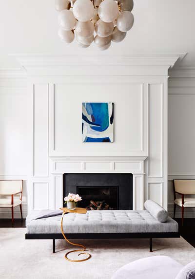  Mid-Century Modern Apartment Living Room. Back Bay Brownstone by Lisa Tharp Design.