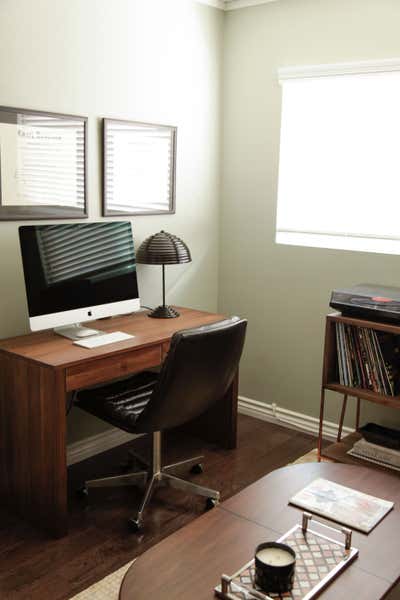  Modern Eclectic Bachelor Pad Office and Study. Santa Monica Rental by The Luster Kind.
