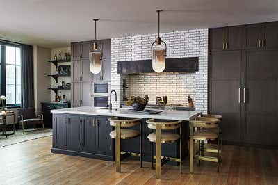  Hollywood Regency Industrial Family Home Kitchen. Hayden Residence by Brass Tacks Studio.