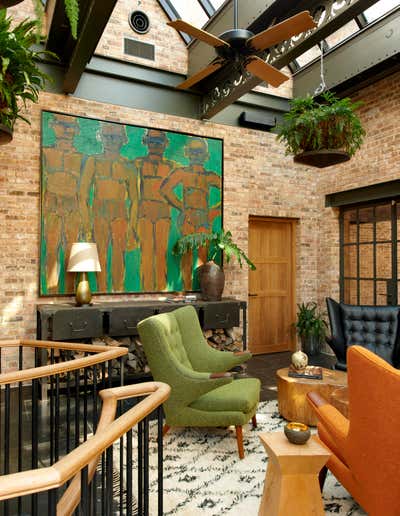  Mid-Century Modern Family Home Living Room. Lincoln Park Residence by Bruce Fox Design.
