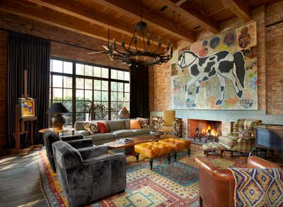  Mid-Century Modern Family Home Living Room. Lincoln Park Residence by Bruce Fox Design.