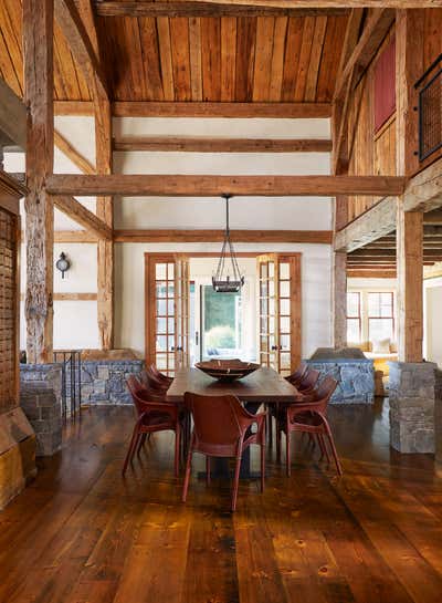  Rustic Country Family Home Dining Room. Berkshires Red Barn by JAM Architecture.