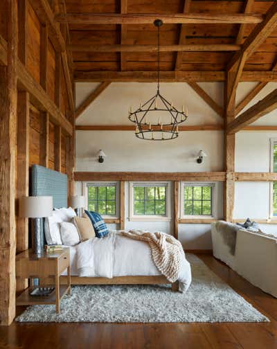  Country Family Home Bedroom. Berkshires Red Barn by JAM Architecture.