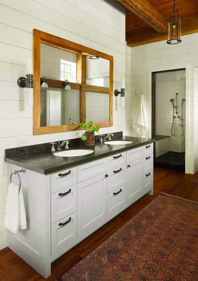  Rustic Family Home Bathroom. Berkshires Red Barn by JAM Architecture.