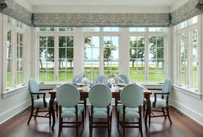  Transitional Coastal Country House Dining Room. Sag Harbor Waterfront Estate by Roric Tobin Designs.