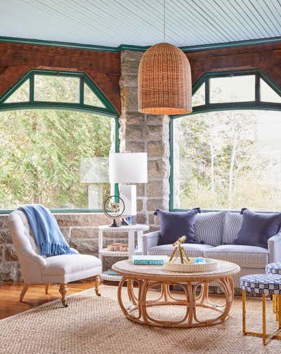 Coastal Country House Living Room. Maine Cottage by Davis Designs.