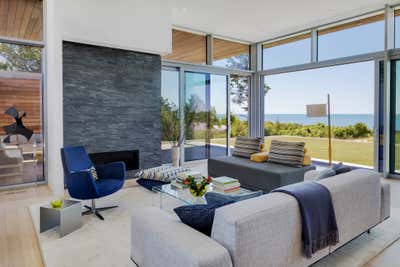  Contemporary Beach House Living Room. Modern Oceanside Retreat by Eleven Interiors LLC.