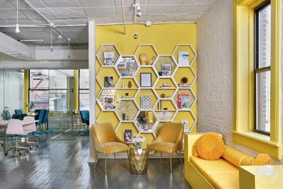 Mid-Century Modern Office Open Plan. Bumble NYC Office  by Emma Beryl.
