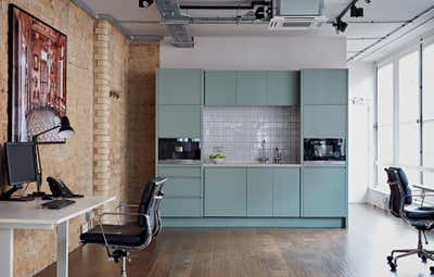  Industrial Mid-Century Modern Office Kitchen. Covent Garden Office by Godrich Interiors.