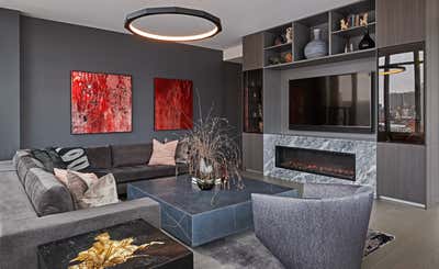 Contemporary Bachelor Pad Living Room. Erie Street  by Brianne Bishop Design.