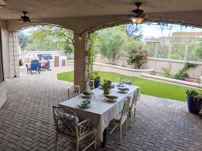  French Farmhouse Vacation Home Patio and Deck. Patio for Fine and Casual Dining by JC Robertson Designs.