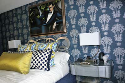  Contemporary Hollywood Regency Family Home Bedroom. Palm Springs Condo by John Thompson Designer.