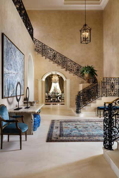 Transitional Family Home Entry and Hall. Palm Beach Estate  by Gil Walsh Interiors.