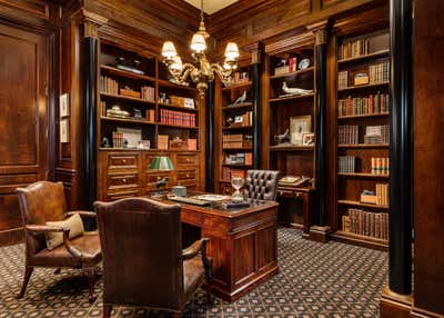 Transitional Family Home Office and Study. Palm Beach Estate  by Gil Walsh Interiors.