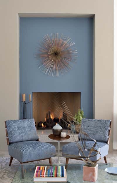  Mid-Century Modern Family Home Living Room. Rhapsody in Blue by Grace Home Furnishings.