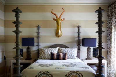  Maximalist Transitional Family Home Bedroom. Del Monte by Dennis Brackeen Design Group.