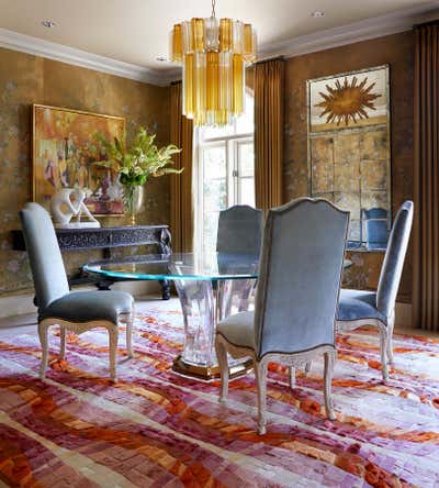  Maximalist Transitional Family Home Dining Room. Del Monte by Dennis Brackeen Design Group.