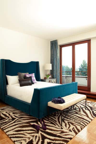  Eclectic Apartment Bedroom. Geneva, Switzerland by Shannon Connor Interiors.