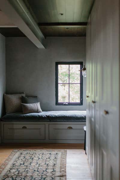  English Country Organic Family Home Storage Room and Closet. Minimalist Retreat by Moore House Design.