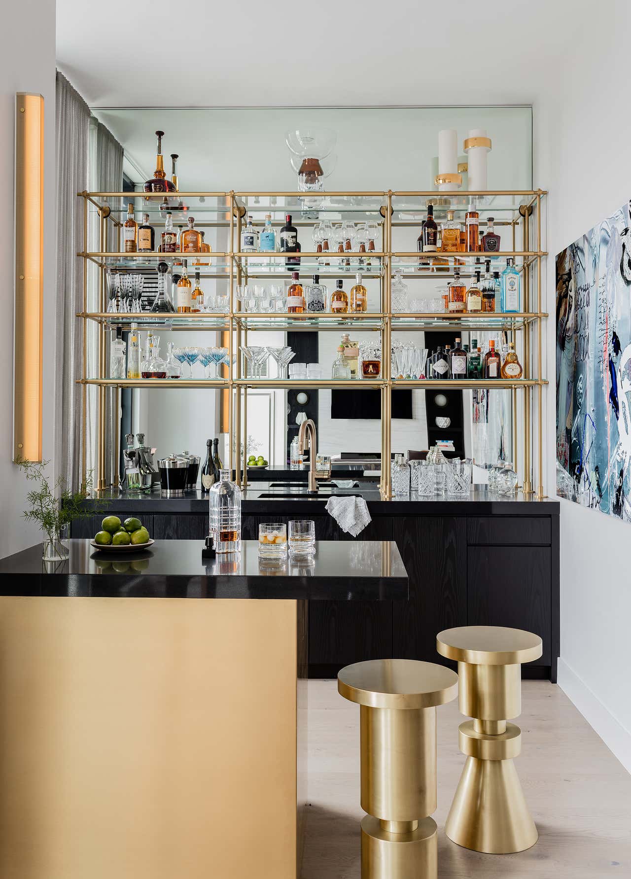Stunning Elegant Penthouse Interior With Built In Shelving image