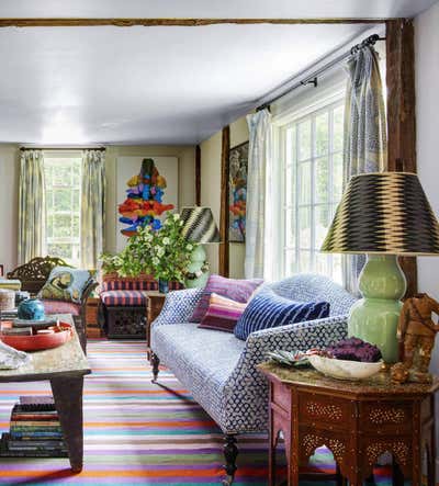 Eclectic Country House Living Room. John Robshaw's Country Home by Sara Bengur Interiors.