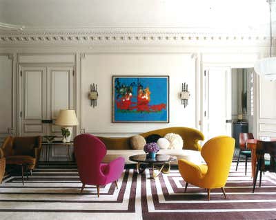  Mid-Century Modern Family Home Living Room. Period Townhouse, 6th arrondisementParis by Collett-Zarzycki Ltd.