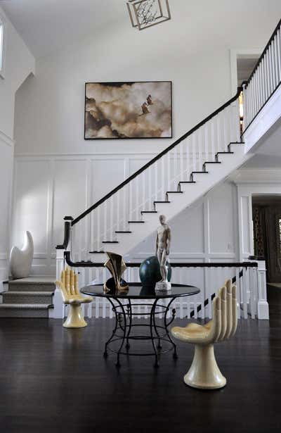  Transitional Eclectic Beach House Entry and Hall. East Hampton New York  by Michael Herold Design.