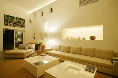  Contemporary Vacation Home Living Room. Mykonos Seafront Villa by Anna-Maria Coscoros Interior Design.
