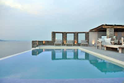  Beach Style Vacation Home Exterior. Kea Seafront Villa by Anna-Maria Coscoros Interior Design.