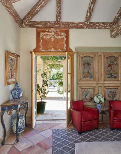  French Family Home Entry and Hall. Rancho Santa Fe Provencal by Tichenor and Thorp Architects.