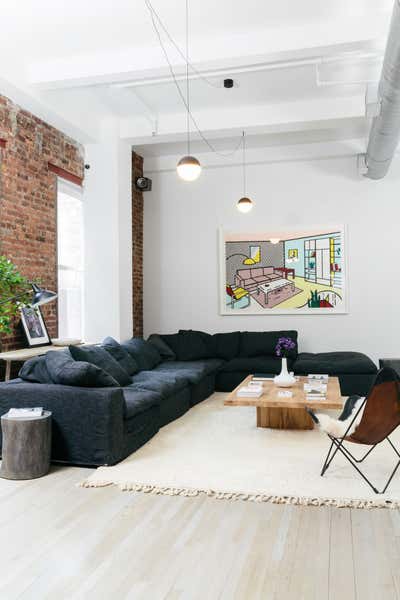 Modern Bachelor Pad Living Room. LES Townhouse by Jae Joo Designs.