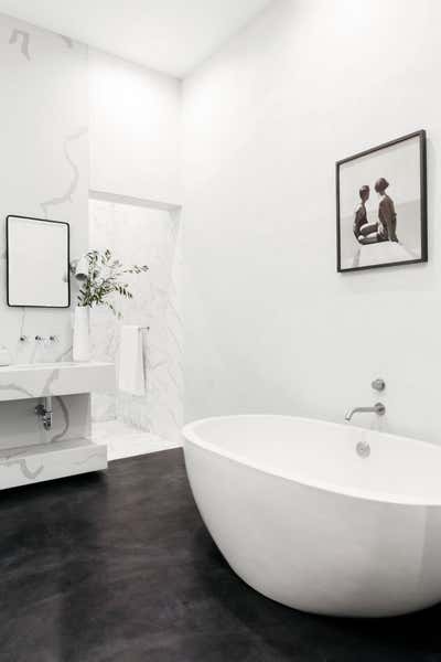 Minimalist Bachelor Pad Bathroom. LES Townhouse by Jae Joo Designs.