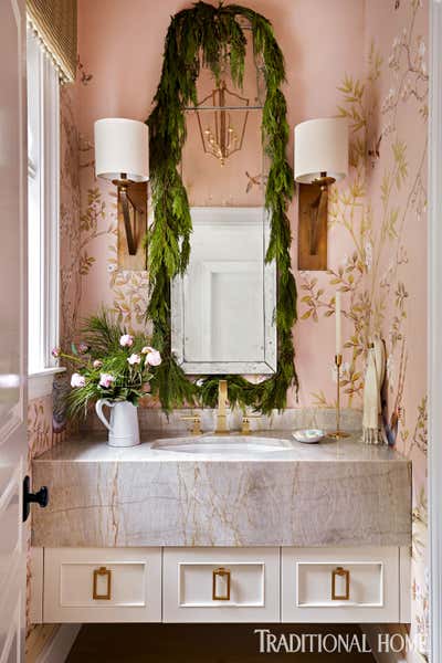  Transitional Family Home Bathroom. Traditional Home Cover Story by Bridget Beari Designs.