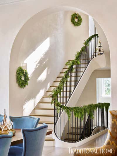  Mediterranean Family Home Entry and Hall. Traditional Home Cover Story by Bridget Beari Designs.