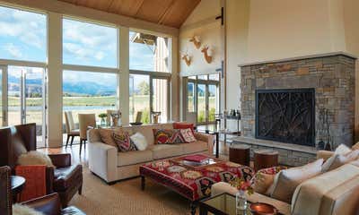 Western Country House Living Room. Jackson Hole Ranch House Modern by Tichenor and Thorp Architects.