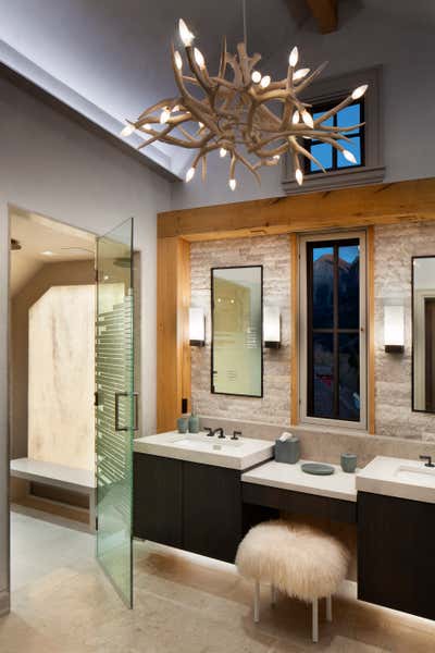  Rustic Vacation Home Bathroom. Mt. Barlow by Lisa Kanning Interior Design.