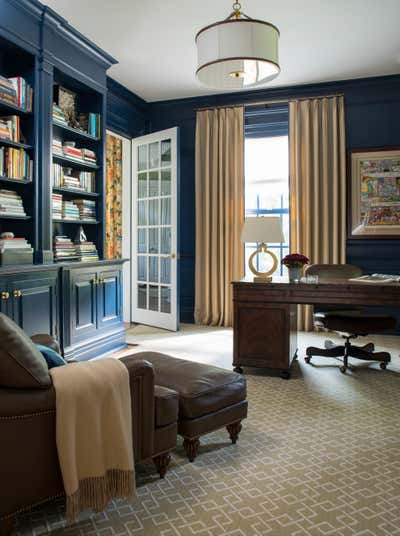  Transitional Family Home Office and Study. Greenwich Georgian by Kathleen Walsh Interiors.
