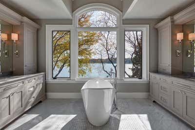  Transitional Family Home Bathroom. West Bloomfield Lakehouse by Art Harrison Interiors & Collection.