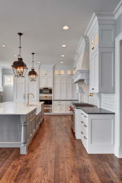  Transitional Family Home Kitchen. West Bloomfield Lakehouse by Art Harrison Interiors & Collection.