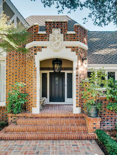  Eclectic Family Home Entry and Hall. San Mateo Modern Tudor by Kari McIntosh Design.