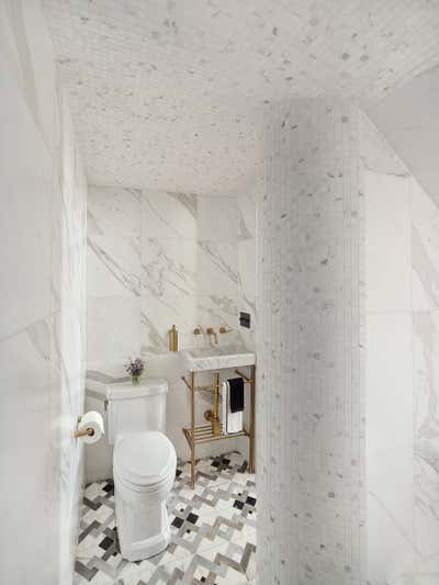  Maximalist Family Home Bathroom. HISTORIC CHARLESTON RENOVATION by EKID.