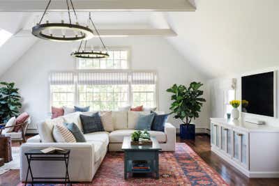  Transitional Cottage Family Home Living Room. Wayland MA by Carly Ahlman Design.