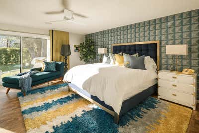 Mid-Century Modern Vacation Home Bedroom. Guggenheim House Palm Springs by Grace Home Furnishings.