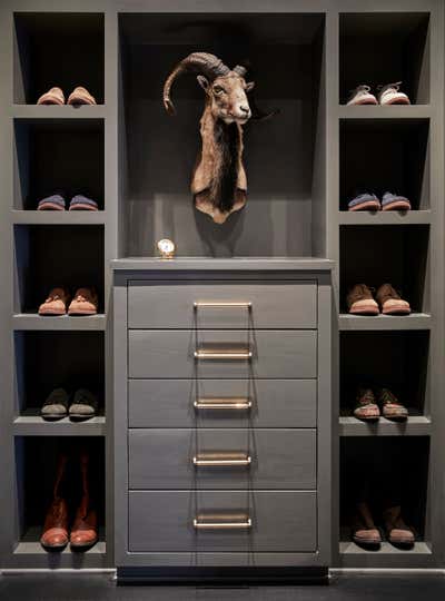 Transitional Apartment Storage Room and Closet. The Huntingdon by Dennis Brackeen Design Group.