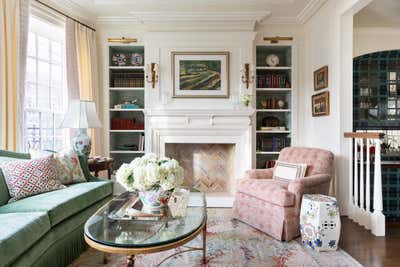  Transitional Family Home Living Room. Lincoln Park Home  by Jenny Brown LLC.