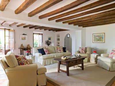  Rustic Coastal Beach House Living Room. Mallorca Villa by Godrich Interiors.